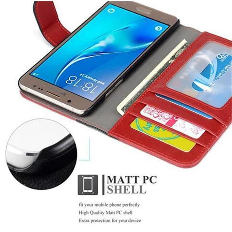 Cadorabo Hülle kompatibel mit Samsung Galaxy J5 2016 Schutzhülle mit Standfunktion und Kartenfach im zweifarbigen Design