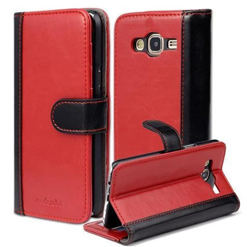 Cadorabo Hülle kompatibel mit Samsung Galaxy J5 2015 Schutzhülle mit Standfunktion und Kartenfach im zweifarbigen Design
