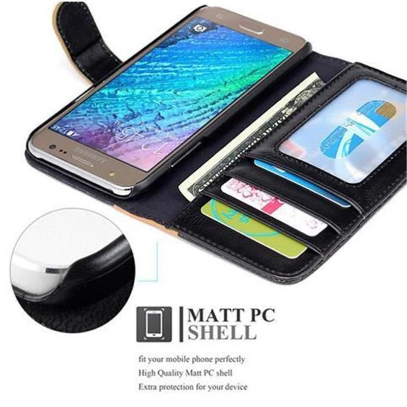Cadorabo Hülle kompatibel mit Samsung Galaxy J5 2015 Schutzhülle mit Standfunktion und Kartenfach im zweifarbigen Design