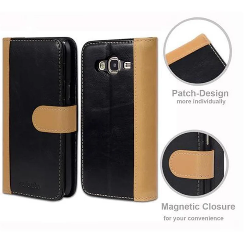 Cadorabo Hülle kompatibel mit Samsung Galaxy J5 2015 Schutzhülle mit Standfunktion und Kartenfach im zweifarbigen Design