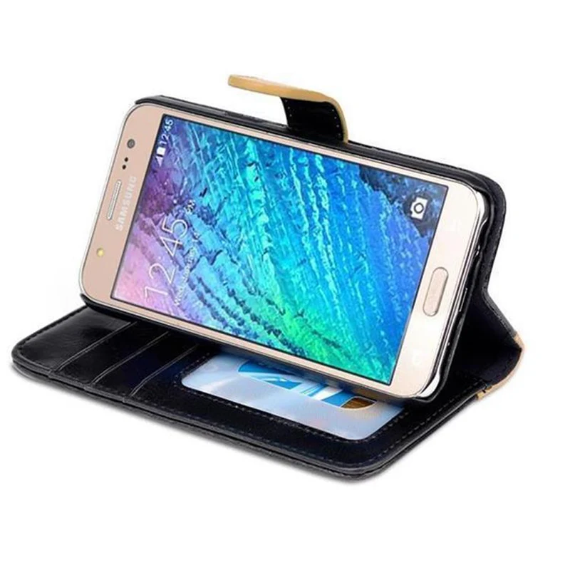 Cadorabo Hülle kompatibel mit Samsung Galaxy J5 2015 Schutzhülle mit Standfunktion und Kartenfach im zweifarbigen Design