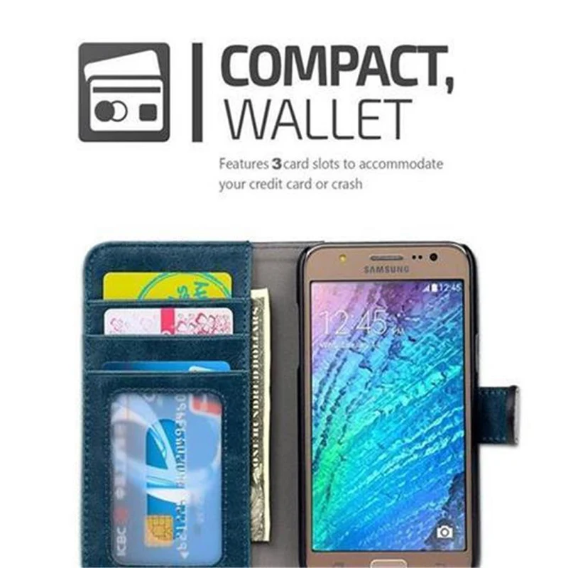 Cadorabo Hülle kompatibel mit Samsung Galaxy J5 2015 Schutzhülle mit Standfunktion und Kartenfach im zweifarbigen Design