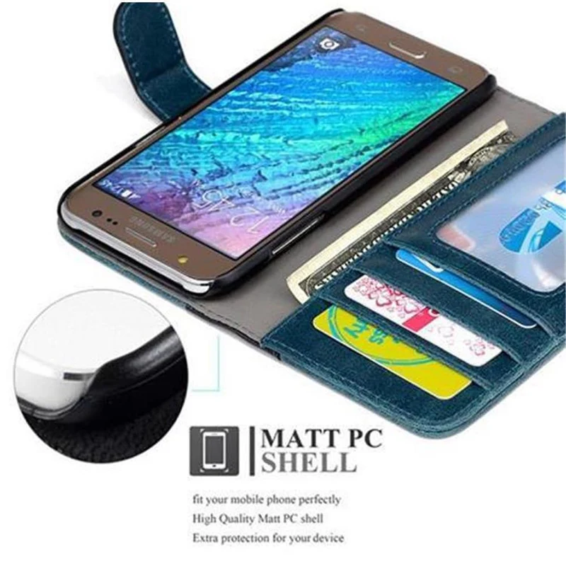 Cadorabo Hülle kompatibel mit Samsung Galaxy J5 2015 Schutzhülle mit Standfunktion und Kartenfach im zweifarbigen Design