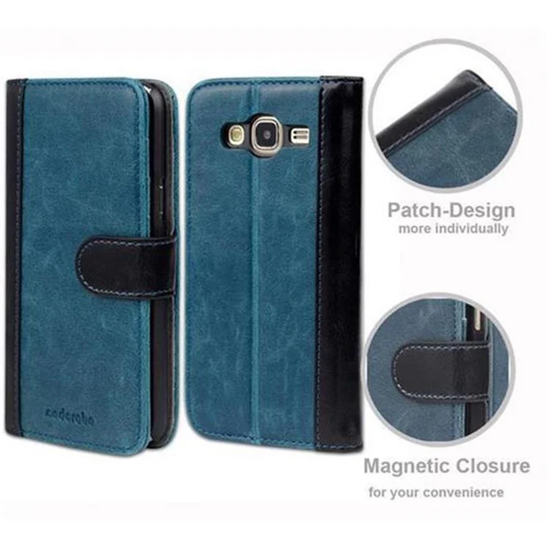 Cadorabo Hülle kompatibel mit Samsung Galaxy J5 2015 Schutzhülle mit Standfunktion und Kartenfach im zweifarbigen Design