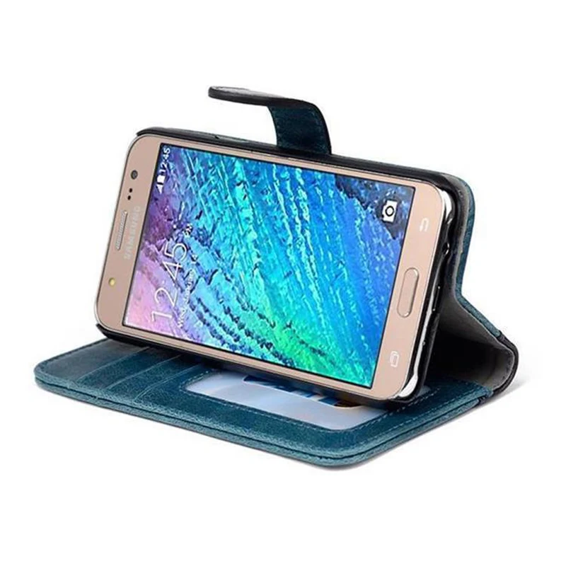Cadorabo Hülle kompatibel mit Samsung Galaxy J5 2015 Schutzhülle mit Standfunktion und Kartenfach im zweifarbigen Design