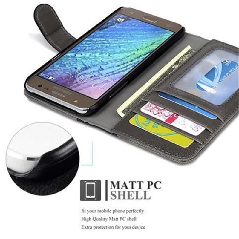 Cadorabo Hülle kompatibel mit Samsung Galaxy J5 2015 Schutzhülle mit Standfunktion und Kartenfach im zweifarbigen Design