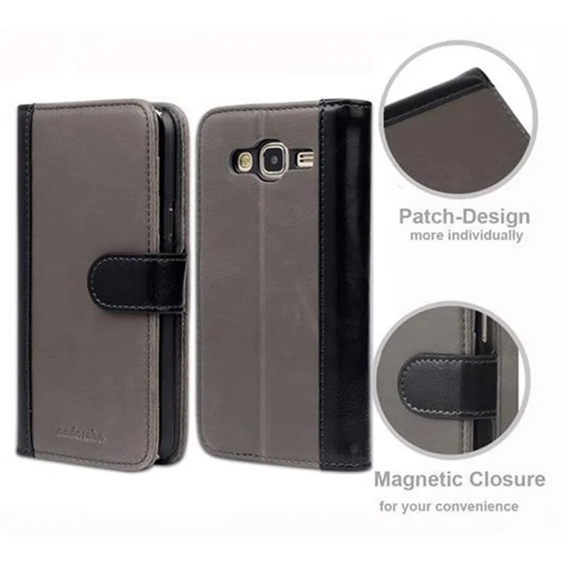 Cadorabo Hülle kompatibel mit Samsung Galaxy J5 2015 Schutzhülle mit Standfunktion und Kartenfach im zweifarbigen Design