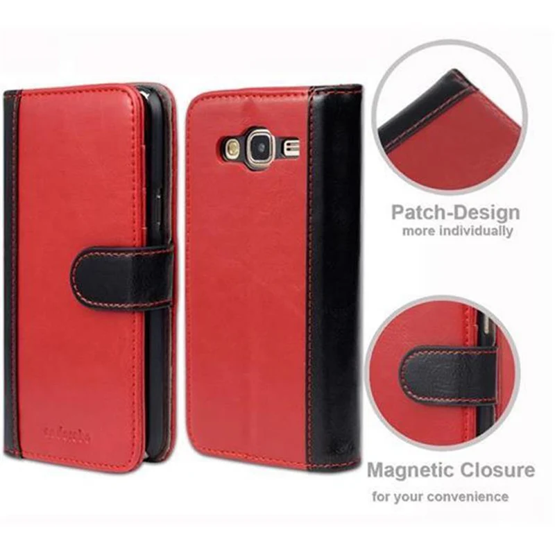 Cadorabo Hülle kompatibel mit Samsung Galaxy J5 2015 Schutzhülle mit Standfunktion und Kartenfach im zweifarbigen Design