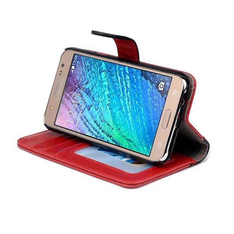 Cadorabo Hülle kompatibel mit Samsung Galaxy J5 2015 Schutzhülle mit Standfunktion und Kartenfach im zweifarbigen Design
