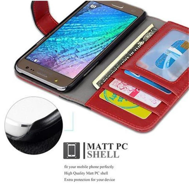Cadorabo Hülle kompatibel mit Samsung Galaxy J5 2015 Schutzhülle mit Standfunktion und Kartenfach im zweifarbigen Design