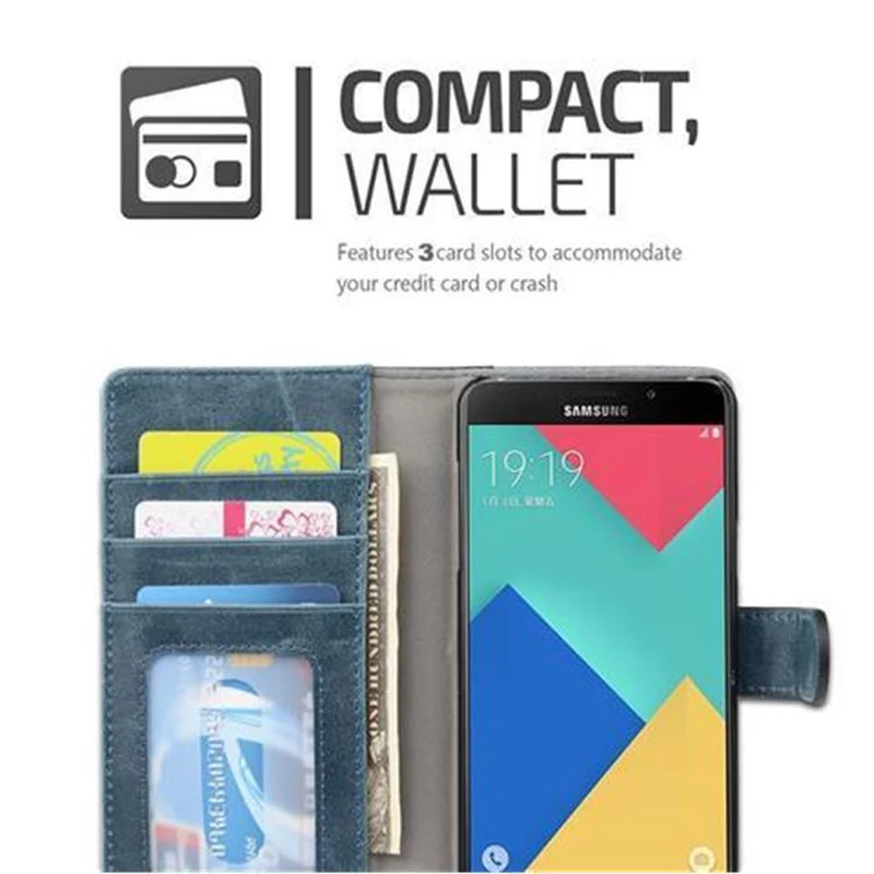 Cadorabo Hülle kompatibel mit Samsung Galaxy A5 2016 Schutzhülle mit Standfunktion und Kartenfach im zweifarbigen Design