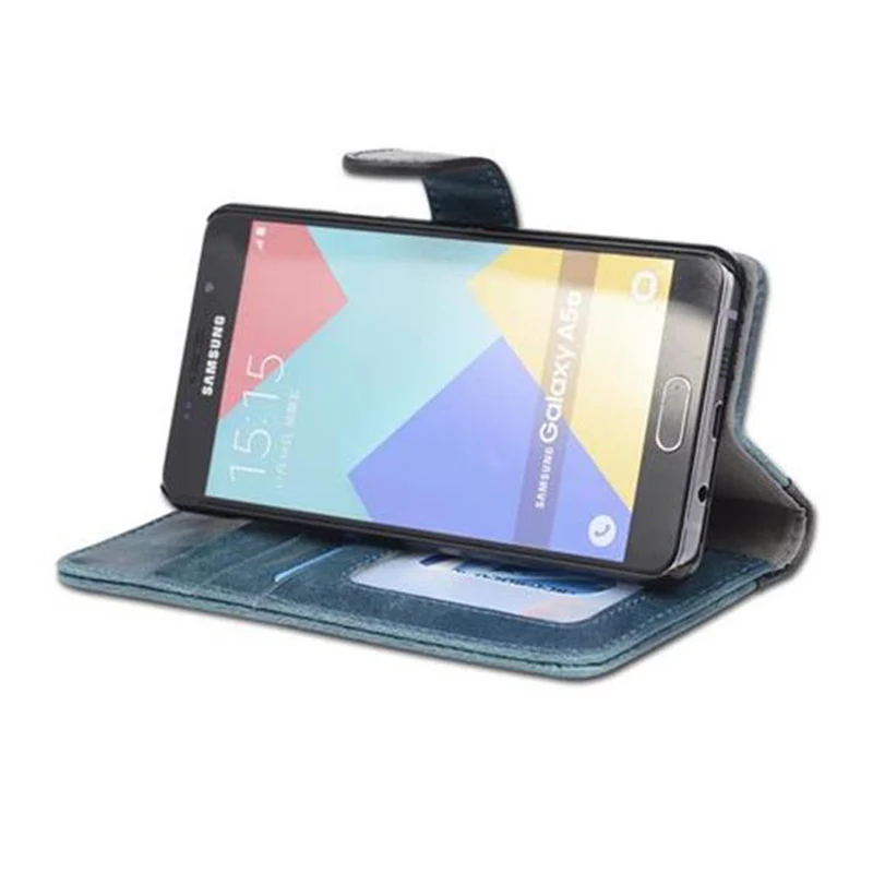 Cadorabo Hülle kompatibel mit Samsung Galaxy A5 2016 Schutzhülle mit Standfunktion und Kartenfach im zweifarbigen Design