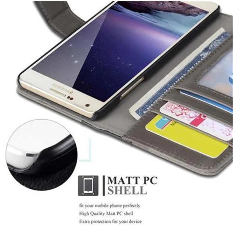 Cadorabo Hülle kompatibel mit Samsung Galaxy A5 2015 Schutzhülle mit Standfunktion und Kartenfach im zweifarbigen Design