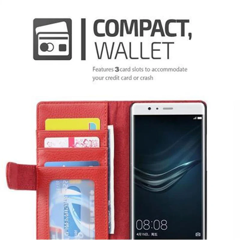Cadorabo Hülle kompatibel mit Huawei P9 LITE 2016 / G9 LITE Schutzhülle mit Magnetverschluss und 3 Kartenfächern