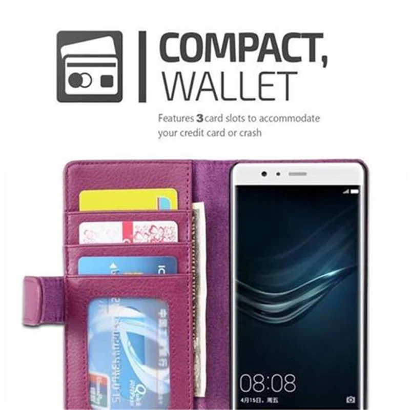Cadorabo Hülle kompatibel mit Huawei P9 LITE 2016 / G9 LITE Schutzhülle mit Magnetverschluss und 3 Kartenfächern