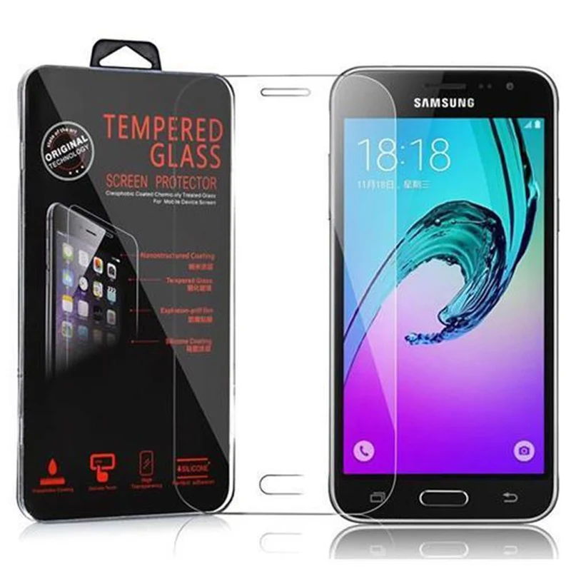Cadorabo Panzer Folie kompatibel mit Samsung Galaxy J3 2015 - Schutzfolie Gehärtetes (Tempered) Display-Schutzglas in 9H Härte mit 3D Touch Kompatibilität