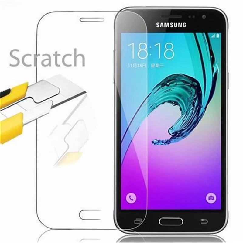 Cadorabo Panzer Folie kompatibel mit Samsung Galaxy J3 2015 - Schutzfolie Gehärtetes (Tempered) Display-Schutzglas in 9H Härte mit 3D Touch Kompatibilität