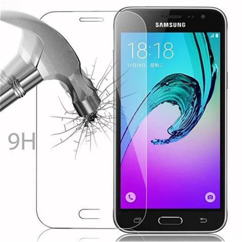 Cadorabo Panzer Folie kompatibel mit Samsung Galaxy J3 2015 - Schutzfolie Gehärtetes (Tempered) Display-Schutzglas in 9H Härte mit 3D Touch Kompatibilität