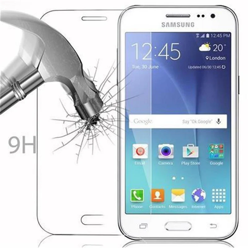 Cadorabo Panzer Folie kompatibel mit Samsung Galaxy J2 2015 - Schutzfolie Gehärtetes (Tempered) Display-Schutzglas in 9H Härte mit 3D Touch Kompatibilität