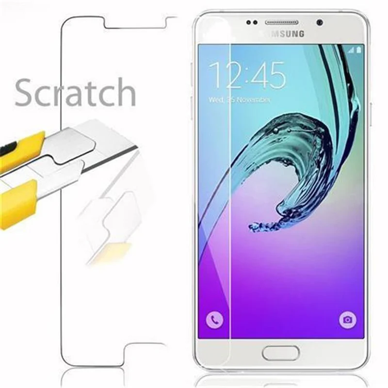 Cadorabo Panzer Folie kompatibel mit Samsung Galaxy A7 2016 - Schutzfolie Gehärtetes (Tempered) Display-Schutzglas in 9H Härte mit 3D Touch Kompatibilität