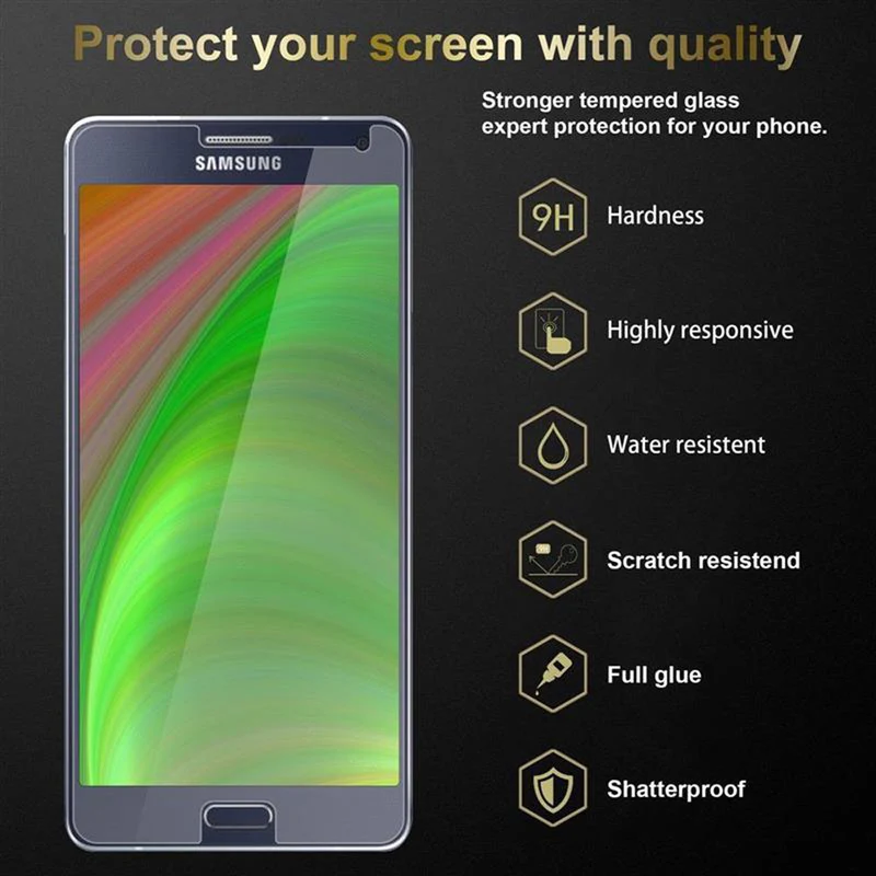 Cadorabo Panzer Folie kompatibel mit Samsung Galaxy A7 2015 - Schutzfolie Gehärtetes (Tempered) Display-Schutzglas in 9H Härte mit 3D Touch Kompatibilität
