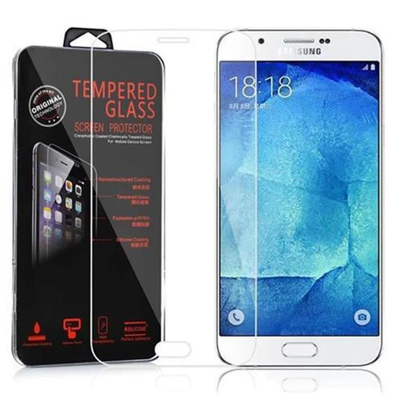 Cadorabo Panzer Folie kompatibel mit Samsung Galaxy A8 2015 - Schutzfolie Gehärtetes (Tempered) Display-Schutzglas in 9H Härte mit 3D Touch Kompatibilität