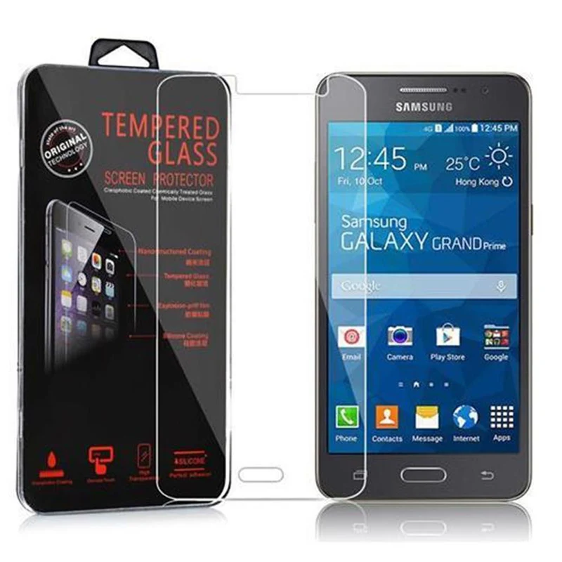 Cadorabo Panzer Folie kompatibel mit Samsung Galaxy GRAND PRIME - Schutzfolie Gehärtetes (Tempered) Display-Schutzglas in 9H Härte mit 3D Touch Kompatibilität