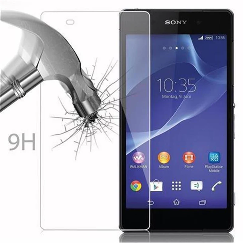 Cadorabo Panzer Folie kompatibel mit Sony Xperia Z2 - Schutzfolie Gehärtetes (Tempered) Display-Schutzglas in 9H Härte mit 3D Touch Kompatibilität
