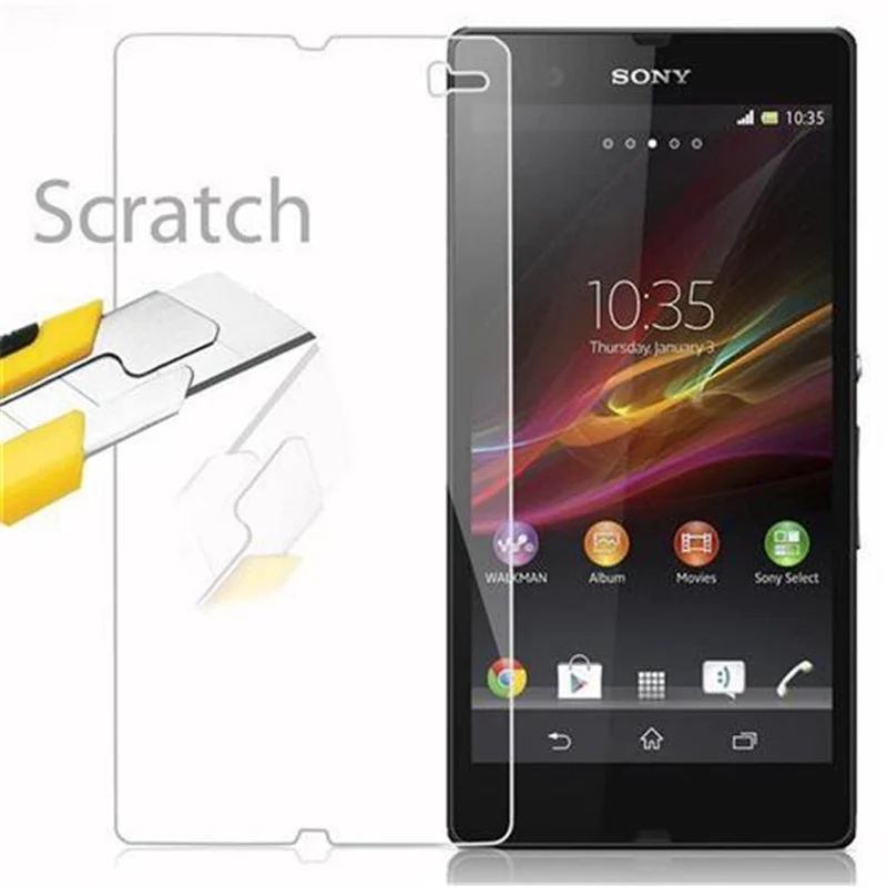 Cadorabo Panzer Folie kompatibel mit Sony Xperia Z - Schutzfolie Gehärtetes (Tempered) Display-Schutzglas in 9H Härte mit 3D Touch Kompatibilität