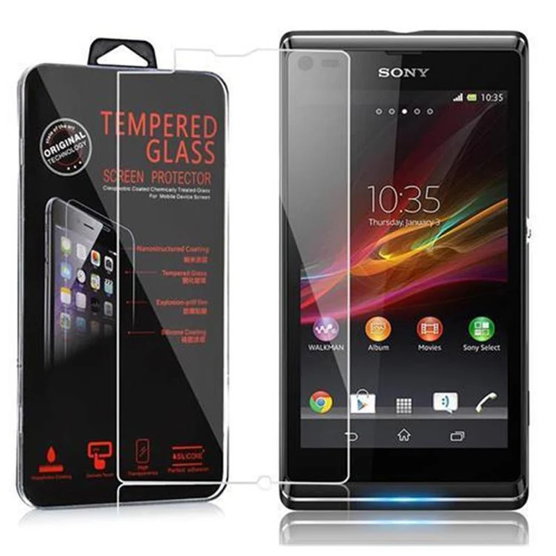 Cadorabo Panzer Folie kompatibel mit Sony Xperia L - Schutzfolie Gehärtetes (Tempered) Display-Schutzglas in 9H Härte mit 3D Touch Kompatibilität