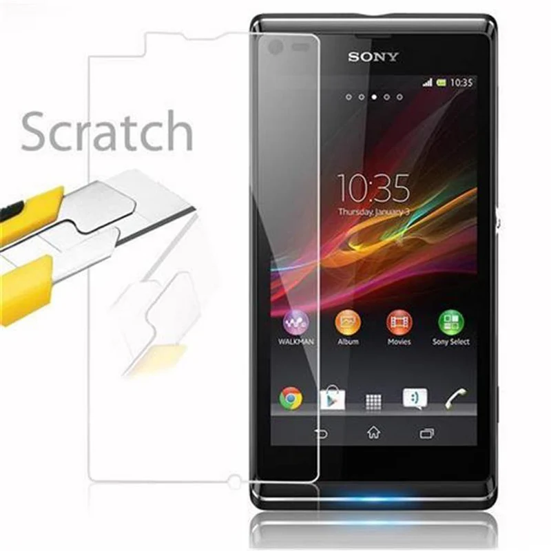 Cadorabo Panzer Folie kompatibel mit Sony Xperia L - Schutzfolie Gehärtetes (Tempered) Display-Schutzglas in 9H Härte mit 3D Touch Kompatibilität
