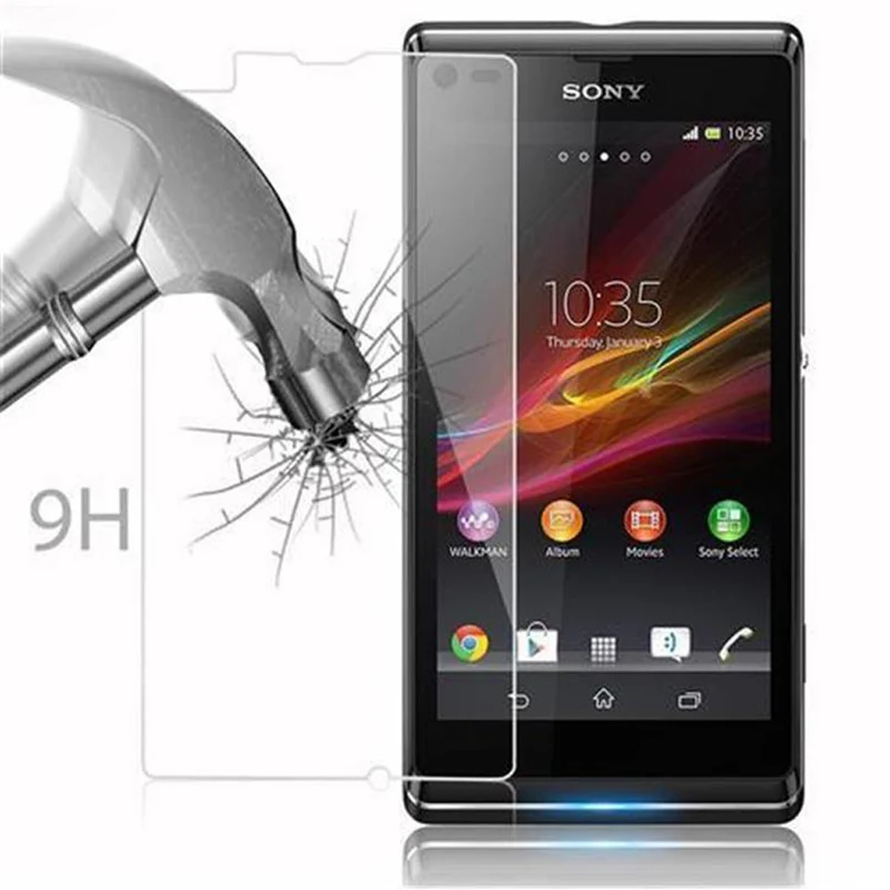 Cadorabo Panzer Folie kompatibel mit Sony Xperia L - Schutzfolie Gehärtetes (Tempered) Display-Schutzglas in 9H Härte mit 3D Touch Kompatibilität