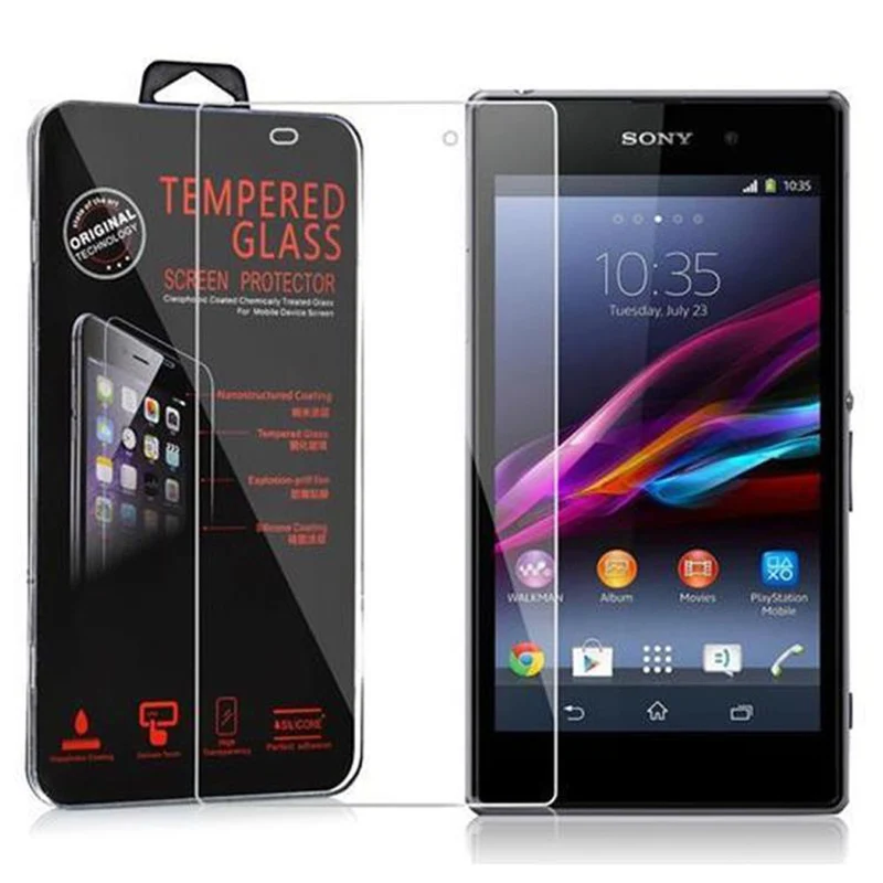 Cadorabo Panzer Folie kompatibel mit Sony Xperia Z1 - Schutzfolie Gehärtetes (Tempered) Display-Schutzglas in 9H Härte mit 3D Touch Kompatibilität