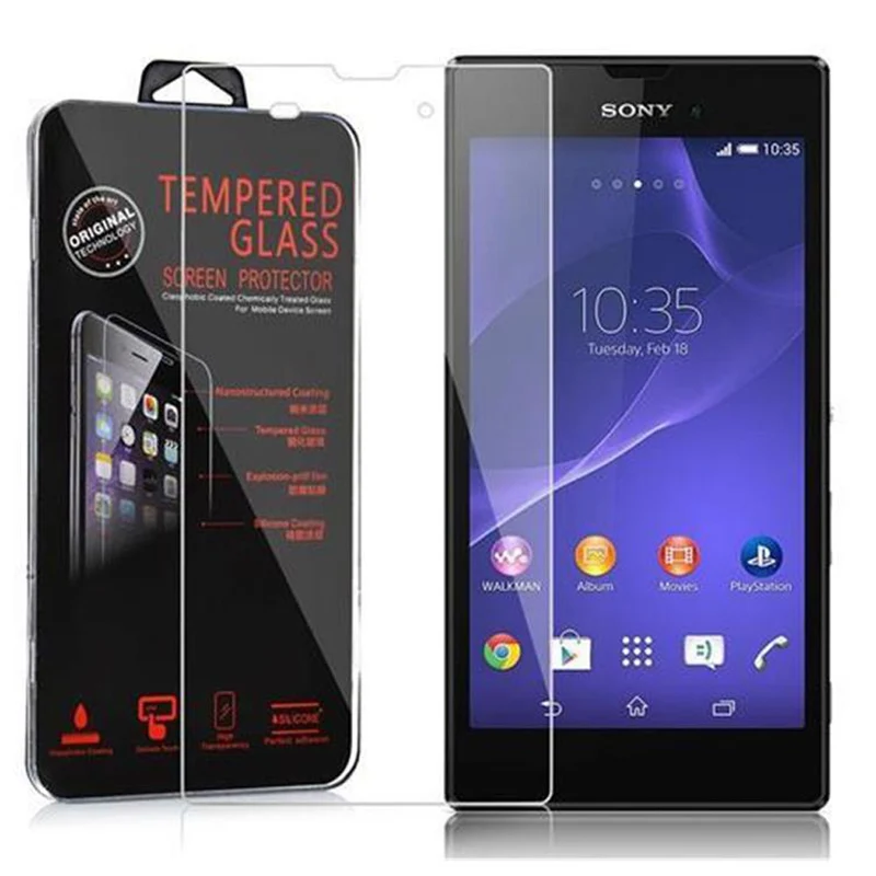 Cadorabo Panzer Folie kompatibel mit Sony Xperia T3 - Schutzfolie Gehärtetes (Tempered) Display-Schutzglas in 9H Härte mit 3D Touch Kompatibilität