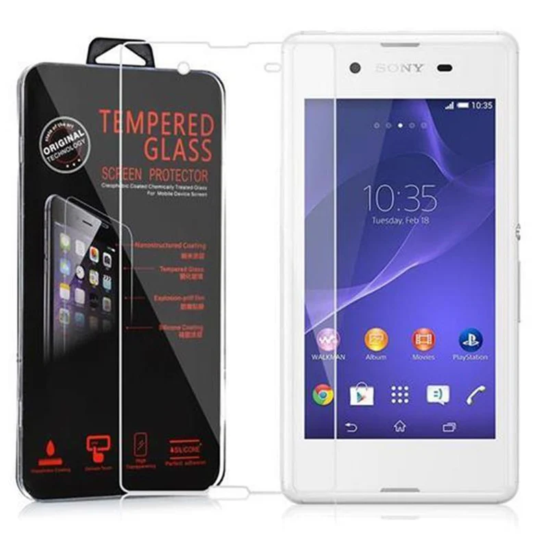 Cadorabo Panzer Folie kompatibel mit Sony Xperia E3 - Schutzfolie Gehärtetes (Tempered) Display-Schutzglas in 9H Härte mit 3D Touch Kompatibilität