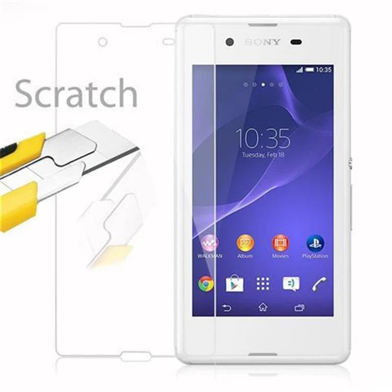 Cadorabo Panzer Folie kompatibel mit Sony Xperia E3 - Schutzfolie Gehärtetes (Tempered) Display-Schutzglas in 9H Härte mit 3D Touch Kompatibilität