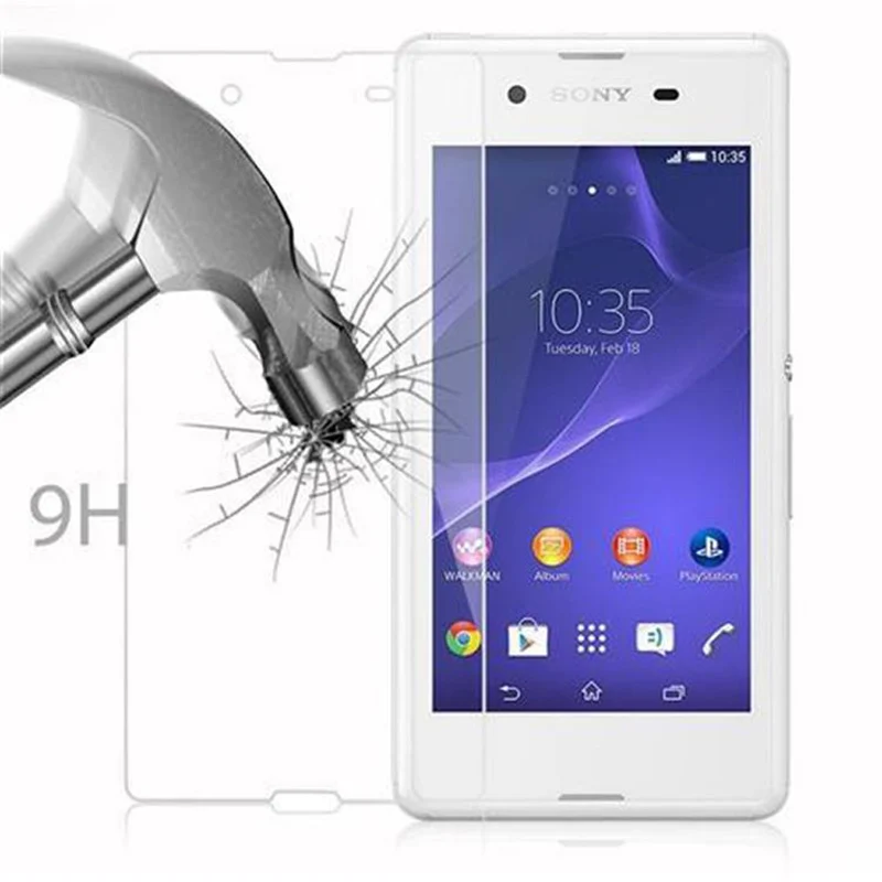 Cadorabo Panzer Folie kompatibel mit Sony Xperia E3 - Schutzfolie Gehärtetes (Tempered) Display-Schutzglas in 9H Härte mit 3D Touch Kompatibilität