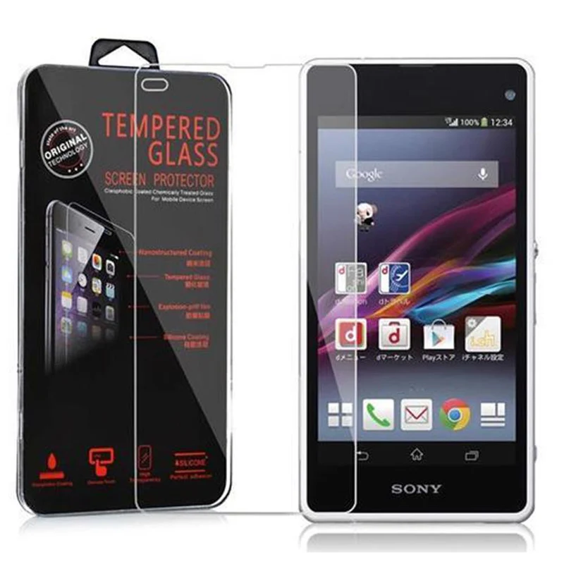 Cadorabo Panzer Folie kompatibel mit Sony Xperia Z1 COMPACT - Schutzfolie Gehärtetes (Tempered) Display-Schutzglas in 9H Härte mit 3D Touch Kompatibilität