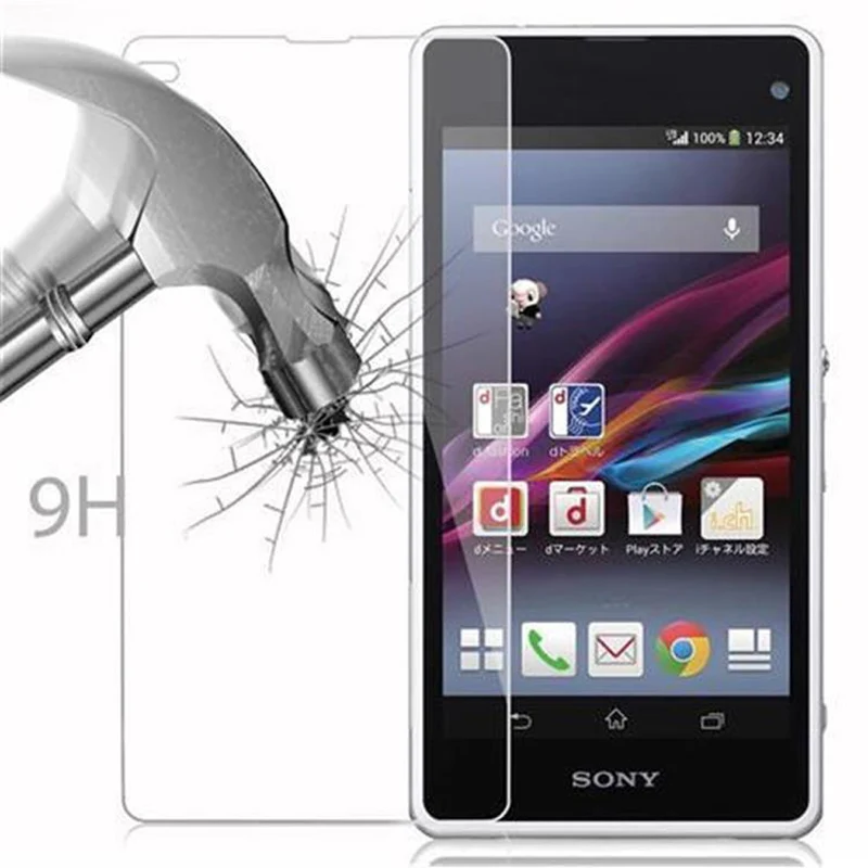 Cadorabo Panzer Folie kompatibel mit Sony Xperia Z1 COMPACT - Schutzfolie Gehärtetes (Tempered) Display-Schutzglas in 9H Härte mit 3D Touch Kompatibilität