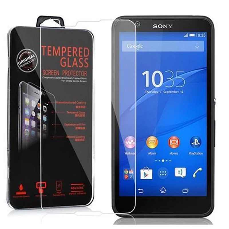 Cadorabo Panzer Folie kompatibel mit Sony Xperia E4 - Schutzfolie Gehärtetes (Tempered) Display-Schutzglas in 9H Härte mit 3D Touch Kompatibilität