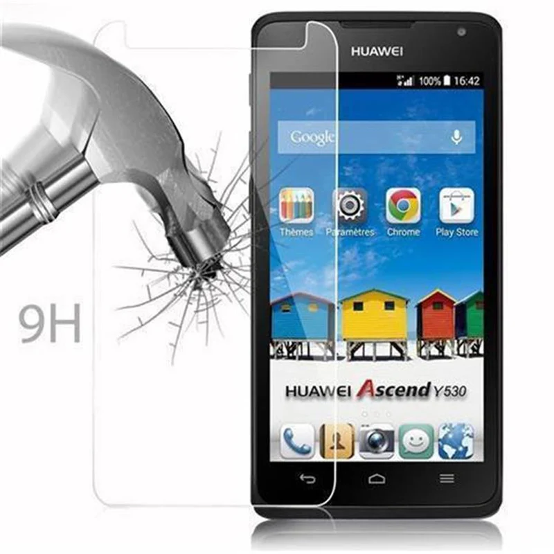 Cadorabo Panzer Folie kompatibel mit Huawei ASCEND Y530 - Schutzfolie Gehärtetes (Tempered) Display-Schutzglas in 9H Härte mit 3D Touch Kompatibilität