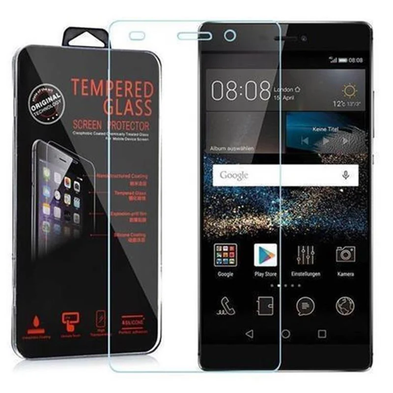 Cadorabo Panzer Folie kompatibel mit Huawei P8 - Schutzfolie Gehärtetes (Tempered) Display-Schutzglas in 9H Härte mit 3D Touch Kompatibilität