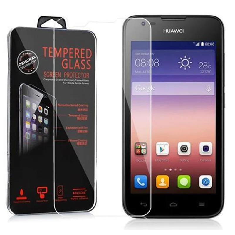 Cadorabo Panzer Folie kompatibel mit Huawei ASCEND Y550 - Schutzfolie Gehärtetes (Tempered) Display-Schutzglas in 9H Härte mit 3D Touch Kompatibilität