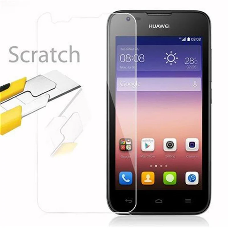 Cadorabo Panzer Folie kompatibel mit Huawei ASCEND Y550 - Schutzfolie Gehärtetes (Tempered) Display-Schutzglas in 9H Härte mit 3D Touch Kompatibilität