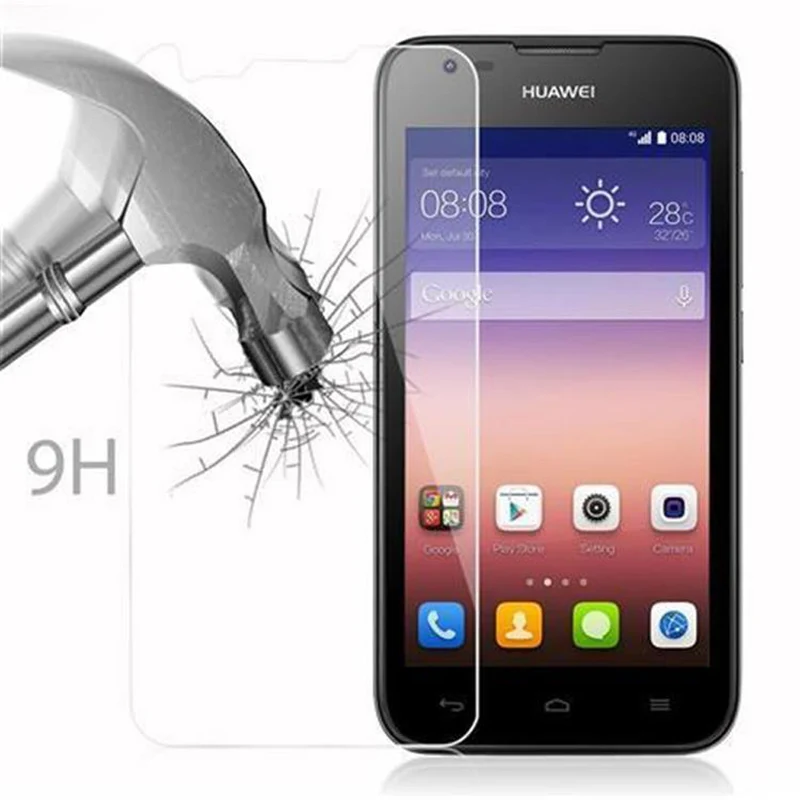 Cadorabo Panzer Folie kompatibel mit Huawei ASCEND Y550 - Schutzfolie Gehärtetes (Tempered) Display-Schutzglas in 9H Härte mit 3D Touch Kompatibilität
