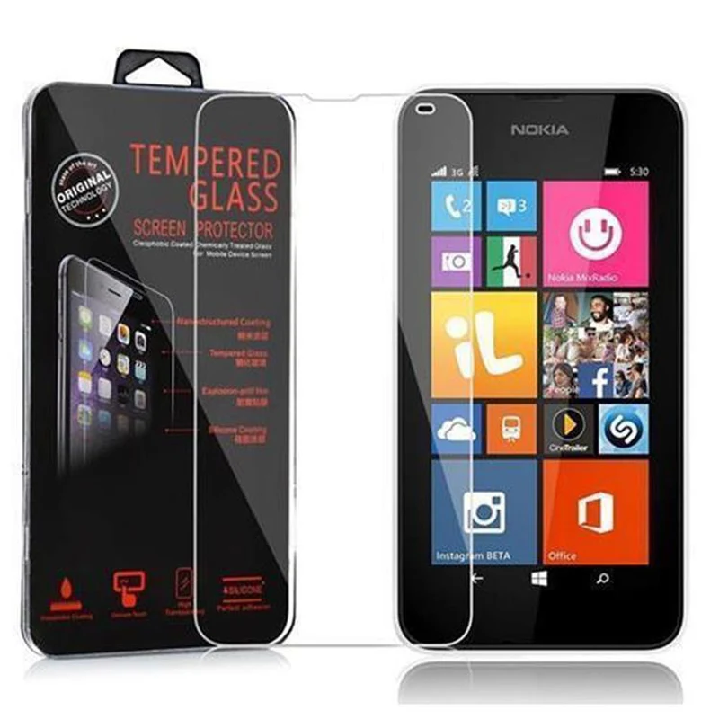 Cadorabo Panzer Folie kompatibel mit Nokia Lumia 532 - Schutzfolie Gehärtetes (Tempered) Display-Schutzglas in 9H Härte mit 3D Touch Kompatibilität