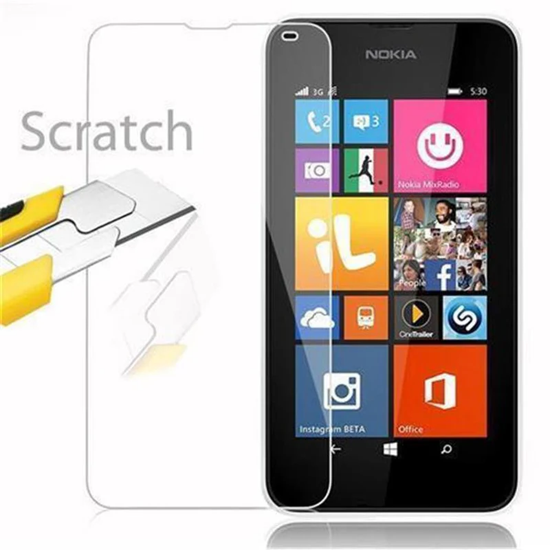 Cadorabo Panzer Folie kompatibel mit Nokia Lumia 532 - Schutzfolie Gehärtetes (Tempered) Display-Schutzglas in 9H Härte mit 3D Touch Kompatibilität