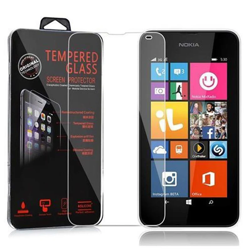 Cadorabo Panzer Folie kompatibel mit Nokia Lumia 540 - Schutzfolie Gehärtetes (Tempered) Display-Schutzglas in 9H Härte mit 3D Touch Kompatibilität