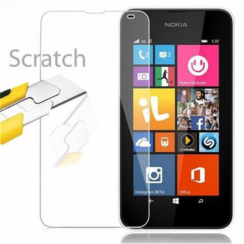 Cadorabo Panzer Folie kompatibel mit Nokia Lumia 540 - Schutzfolie Gehärtetes (Tempered) Display-Schutzglas in 9H Härte mit 3D Touch Kompatibilität