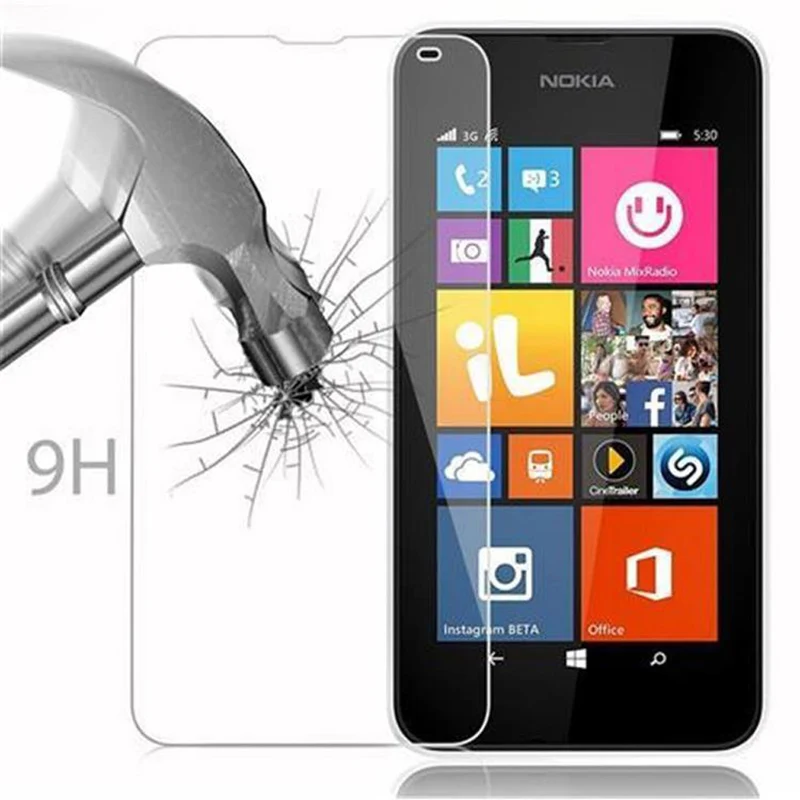 Cadorabo Panzer Folie kompatibel mit Nokia Lumia 540 - Schutzfolie Gehärtetes (Tempered) Display-Schutzglas in 9H Härte mit 3D Touch Kompatibilität